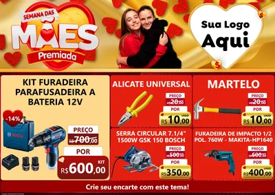 Modelo de Encarte para Encarte A4 Horizontal com o tema Semana das Mães Premiada para Maquinas e Ferramentas