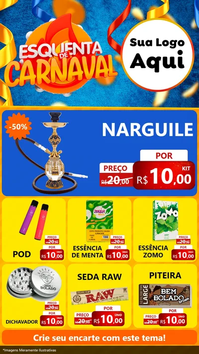 Modelo de Rede Social para Stories com o tema Esquenta de Carnaval para Tabacaria