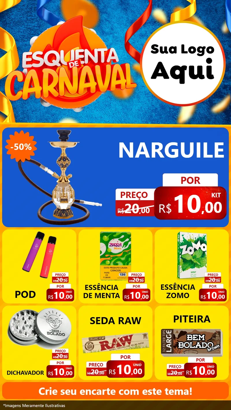 Modelo de Rede Social para Stories com o tema Esquenta de Carnaval para Tabacaria
