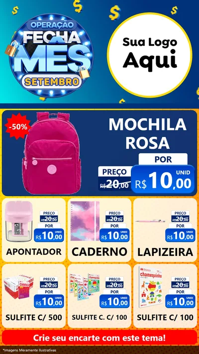 Modelo de Rede Social para Stories com o tema Operação Fecha Mês Setembro para Papelaria