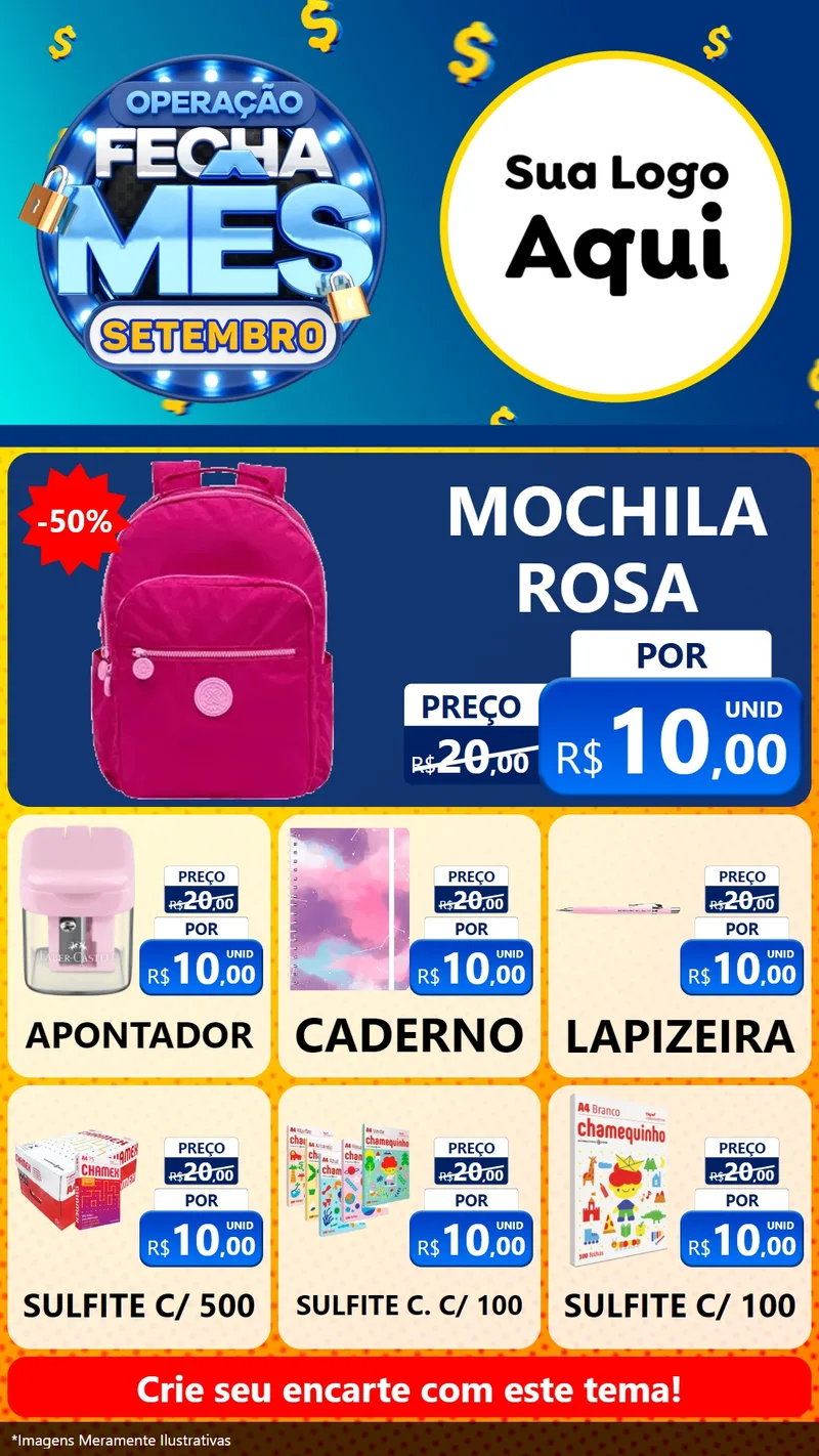 Modelo de Rede Social para Stories com o tema Operação Fecha Mês Setembro para Papelaria
