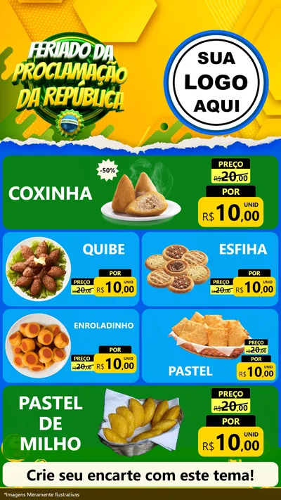 Modelo de TV para TV Vertical com o tema Feriado da Proclamação da República para Salgadaria