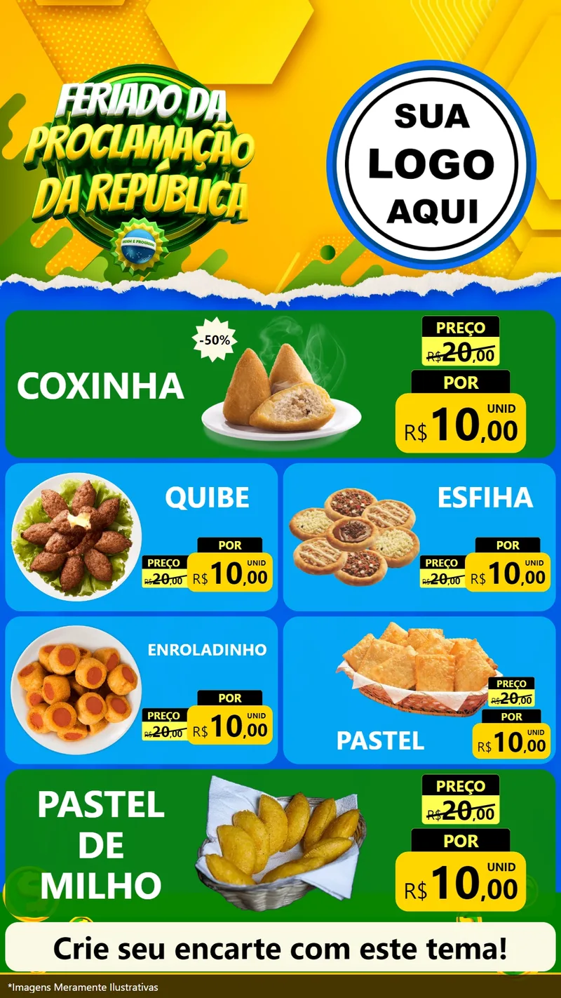Modelo de TV para TV Vertical com o tema Feriado da Proclamação da República para Salgadaria