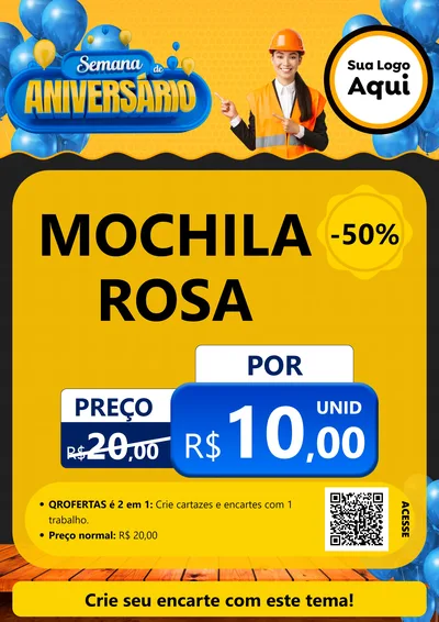 Modelo de Cartaz para Cartaz A4 Vertical com o tema Semana de Aniversário para Papelaria