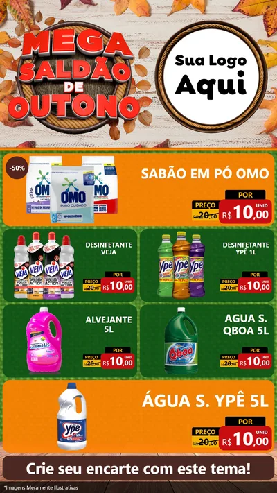 Modelo de TV para TV Vertical com o tema Mega Saldão de Outono para Produtos de Limpeza