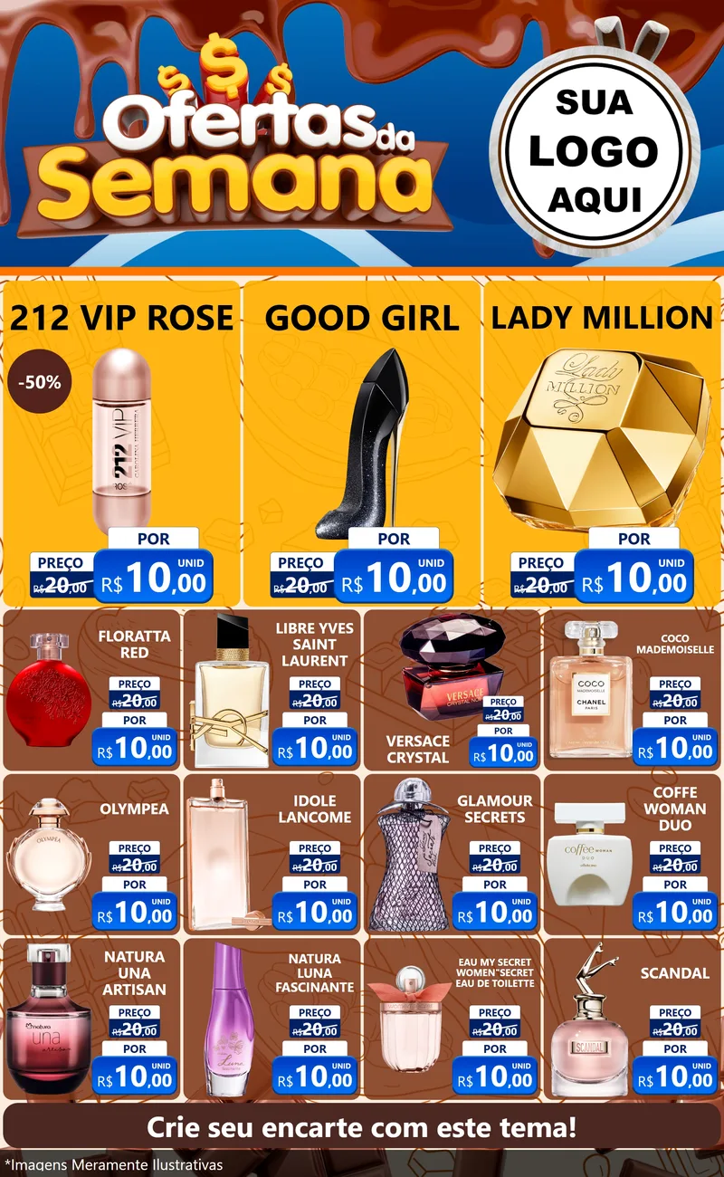 Modelo de Encarte para Encarte Grande com o tema Ofertas da Semana - Páscoa para Perfumes