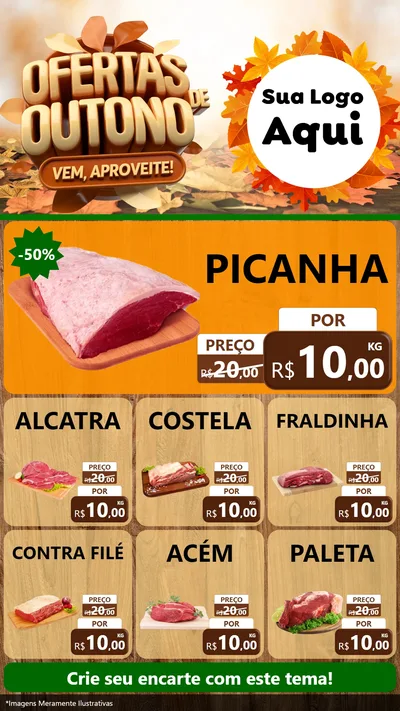 Modelo de Rede Social para Stories com o tema Ofertas de Outono - Vem, Aproveite! para Açougue