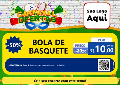 Modelo de Cartaz para Cartaz A4 Horizontal com o tema Carnaval de Ofertas para Artigos Esportivos