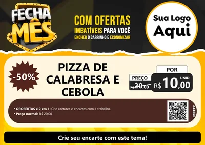 Modelo de Cartaz para Cartaz A4 Horizontal com o tema Fecha Mês para Pizzaria