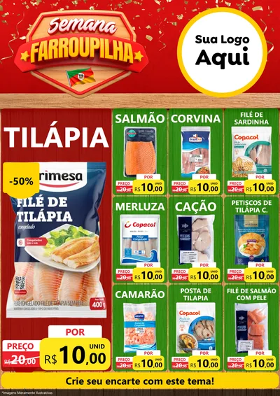 Modelo de Encarte para Encarte A4 Vertical com o tema Semana Farroupilha para Peixaria