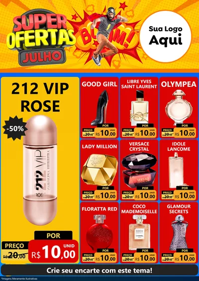 Modelo de Encarte para Encarte A4 Vertical com o tema Super Ofertas Julho para Perfumes