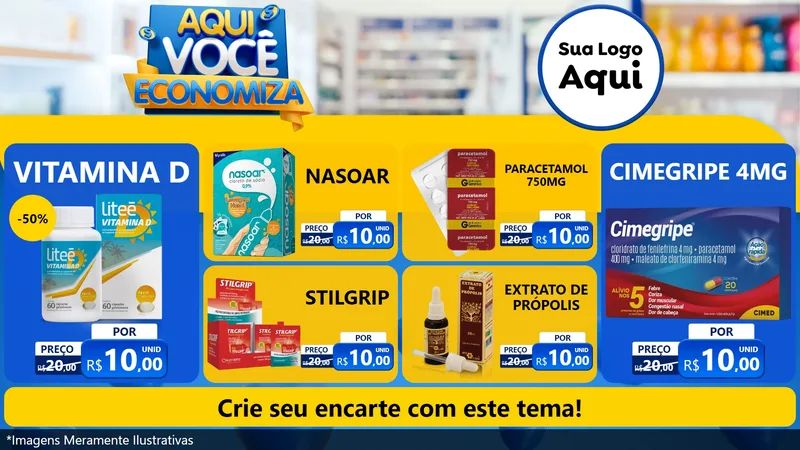 Modelo de TV para TV Horizontal com o tema Aqui Você Economiza para Farmácia