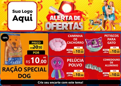 Modelo de Encarte para Encarte A4 Horizontal com o tema Alerta de Ofertas para Pet Shop