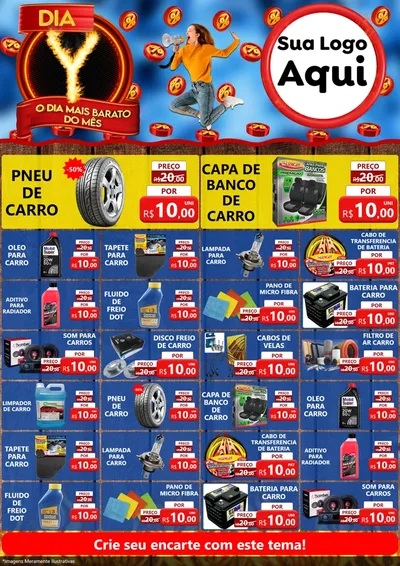 Modelo de Encarte para Encarte A4 Vertical com o tema Dia Y - O Dia Mais Barato Do Mês para Auto peças