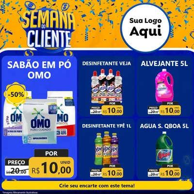 Modelo de Rede Social para Feed Facebook com o tema Semana do Cliente para Produtos de Limpeza