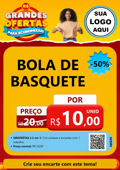 Modelo de Cartaz para Cartaz A4 Vertical com o tema Grandes Ofertas Para Economizar! para Artigos Esportivos