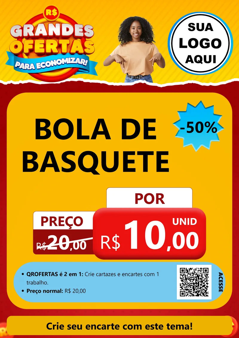 Modelo de Cartaz para Cartaz A4 Vertical com o tema Grandes Ofertas Para Economizar! para Artigos Esportivos