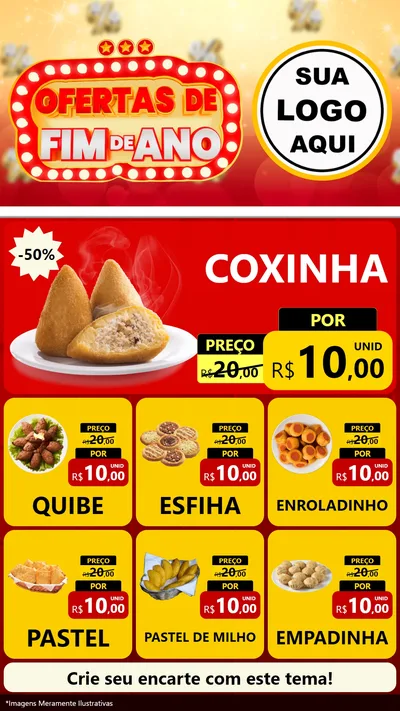 Modelo de Rede Social para Stories com o tema Ofertas de Fim de Ano para Salgadaria