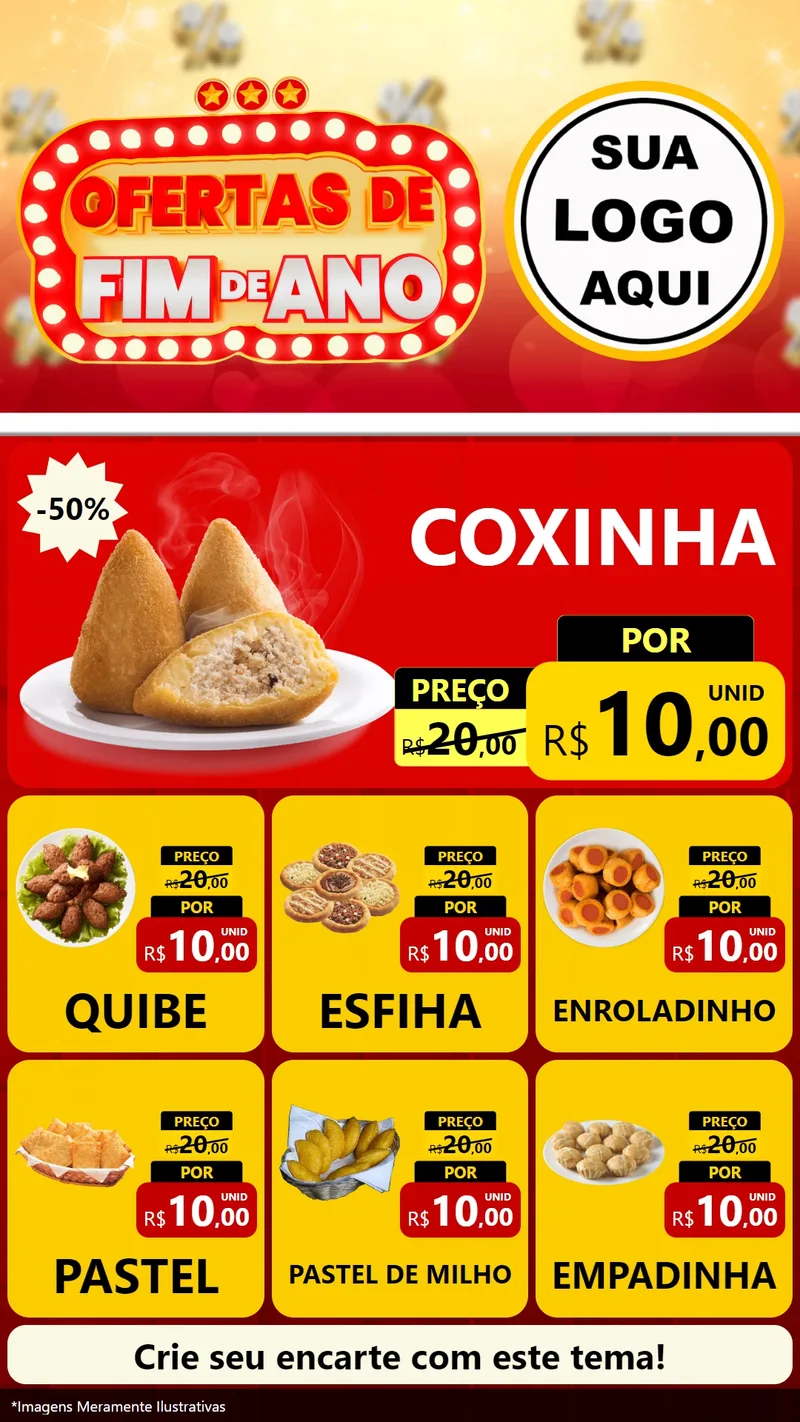 Modelo de Rede Social para Stories com o tema Ofertas de Fim de Ano para Salgadaria