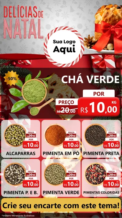 Modelo de Rede Social para Stories com o tema Delícias de Natal para Produtos Naturais