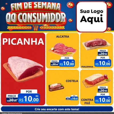 Modelo de Rede Social para Feed Facebook com o tema Fim de Semana do Consumidor para Açougue