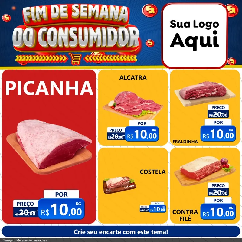 Modelo de Rede Social para Feed Facebook com o tema Fim de Semana do Consumidor para Açougue