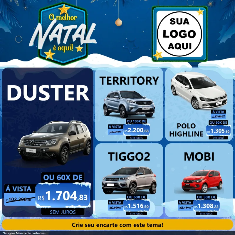 Modelo de Rede Social para Feed Facebook com o tema O Melhor Natal É Aqui! para Concessionaria de Carros
