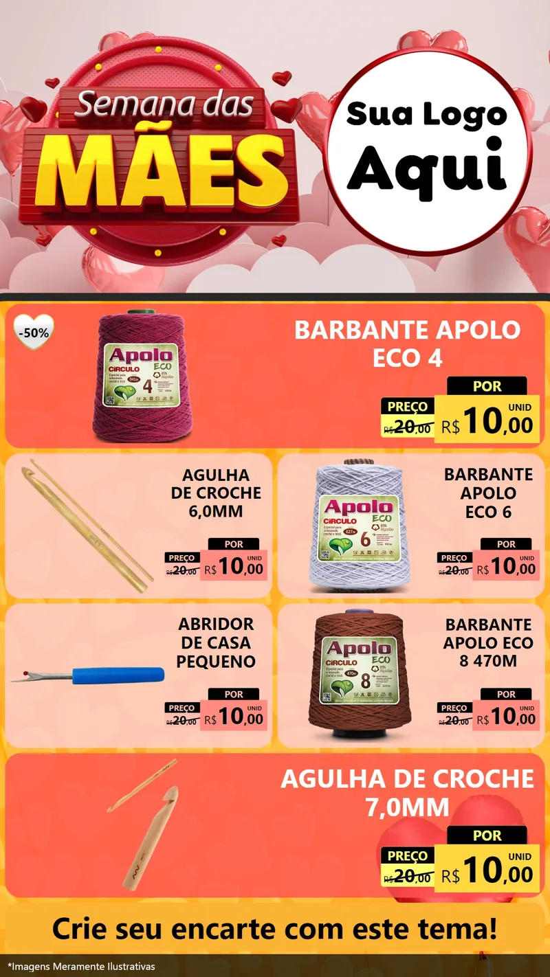 Modelo de TV para TV Vertical com o tema Semana das Mães para Armarinho e Aviamentos
