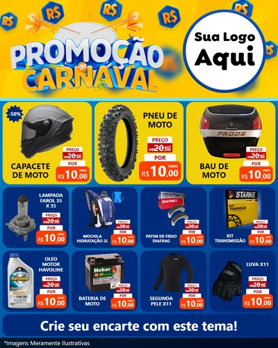 Modelo de Rede Social para Feed Instagram com o tema Promoção de Carnaval para Moto peças