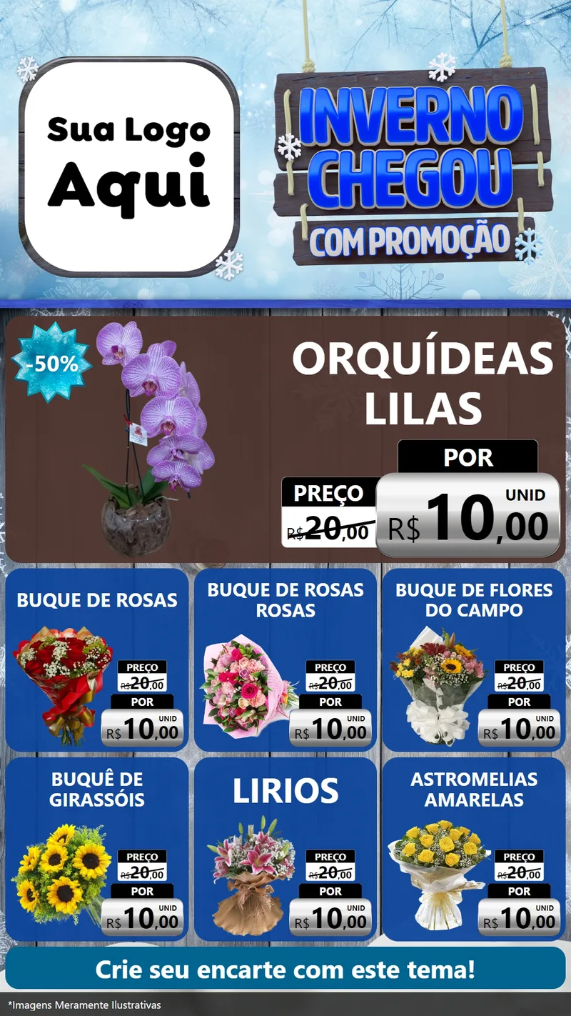 Modelo de Rede Social para Stories com o tema Inverno Chegou Com Promoção para Floricultura e jardim