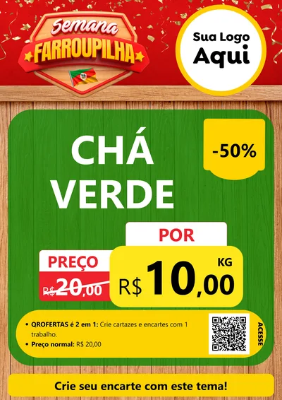 Modelo de Cartaz para Cartaz A4 Vertical com o tema Semana Farroupilha para Produtos Naturais