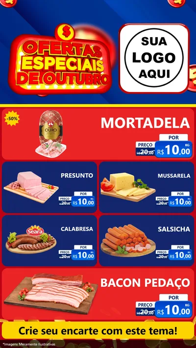 Modelo de TV para TV Vertical com o tema Ofertas Especiais de Outubro para Frios e Laticínios