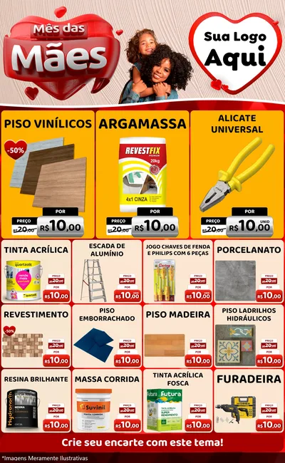Modelo de Encarte para Encarte Grande com o tema Mês das Mães para Material para Construção