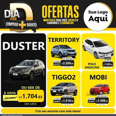 Modelo de Rede Social para Feed Facebook com o tema Dia D Mais Economia para Concessionaria de Carros