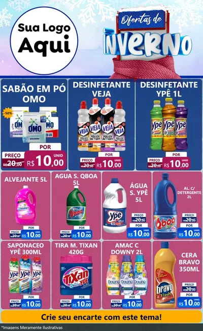 Modelo de Encarte para Encarte Grande com o tema Ofertas de Inverno para Produtos de Limpeza