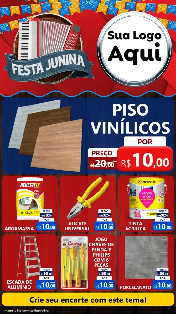 Modelo de Rede Social para Stories com o tema Festa Junina para Material para Construção