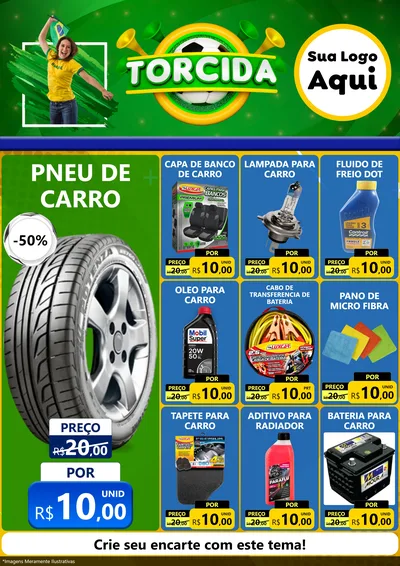 Modelo de Encarte para Encarte A4 Vertical com o tema Torcida para Auto peças