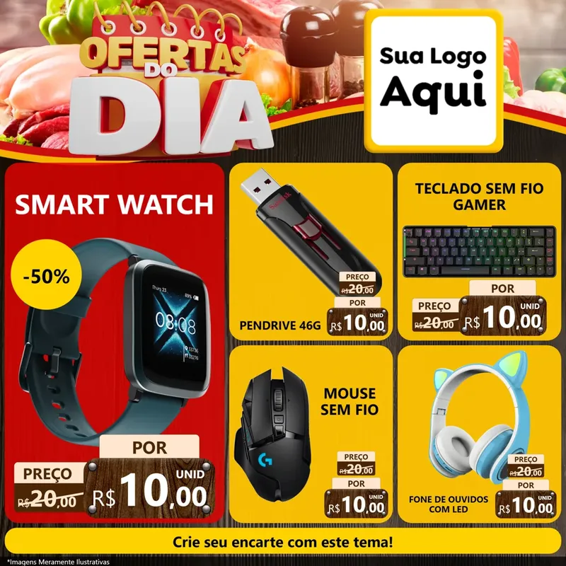 Modelo de Rede Social para Feed Facebook com o tema Ofertas do Dia para Informática
