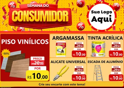 Modelo de Encarte para Encarte A4 Horizontal com o tema Semana do Consumidor para Material para Construção