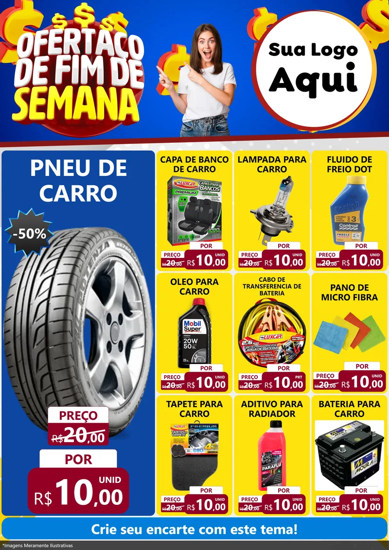 Modelo de Encarte para Encarte A4 Vertical com o tema Ofertaço de Fim de Semana para Auto peças