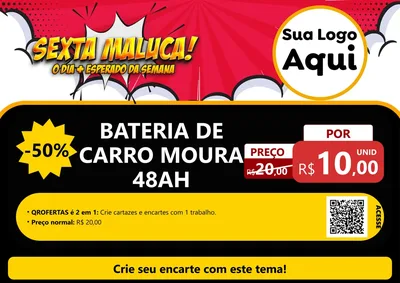 Modelo de Cartaz para Cartaz A4 Horizontal com o tema Sexta Maluca! para Baterias Elétricas