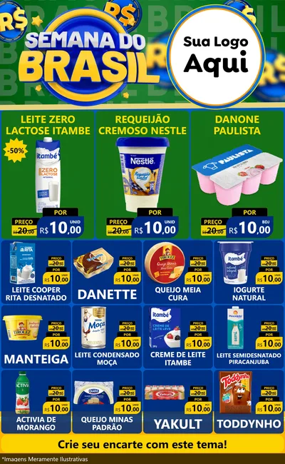 Modelo de Encarte para Encarte Grande com o tema Semana Do Brasil para Frios e Laticínios