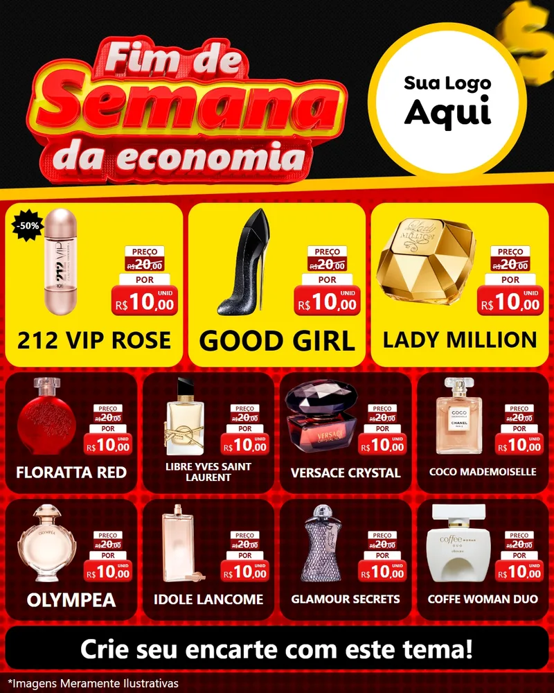 Modelo de Rede Social para Feed Instagram com o tema Fim de Semana da Economia para Perfumes