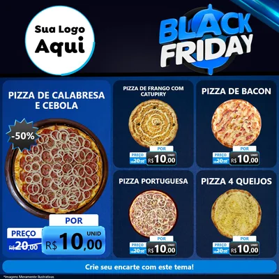 Modelo de Rede Social para Feed Facebook com o tema Black Friday para Pizzaria