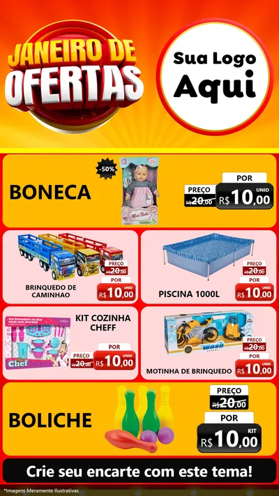 Modelo de TV para TV Vertical com o tema Janeiro de Ofertas para Brinquedos