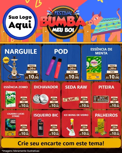 Modelo de Rede Social para Feed Instagram com o tema Festival Bumba Meu Boi para Tabacaria