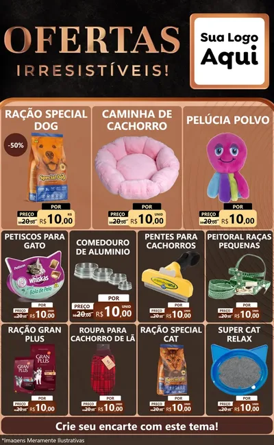 Modelo de Encarte para Encarte Grande com o tema Ofertas Irresistíveis! para Pet Shop