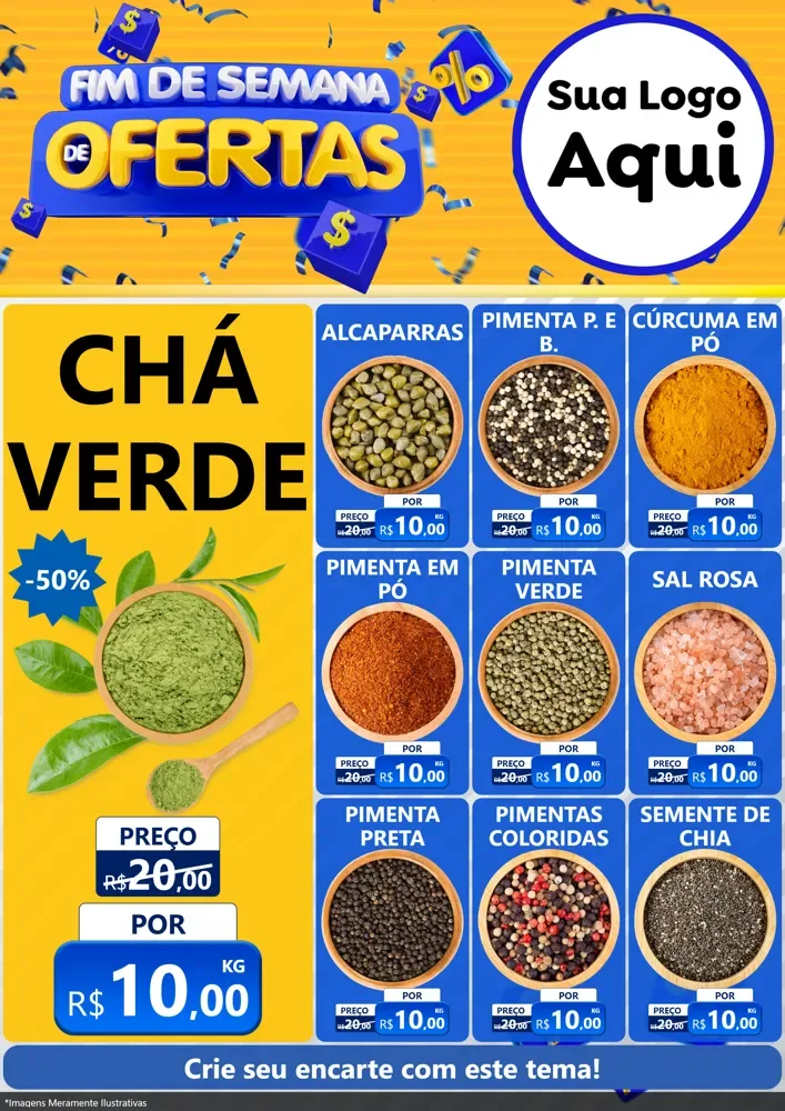 Modelo de Encarte para Encarte A4 Vertical com o tema Fim de Semana de Ofertas para Produtos Naturais