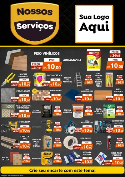 Modelo de Encarte para Encarte A4 Vertical com o tema Nossos Serviços para Material para Construção