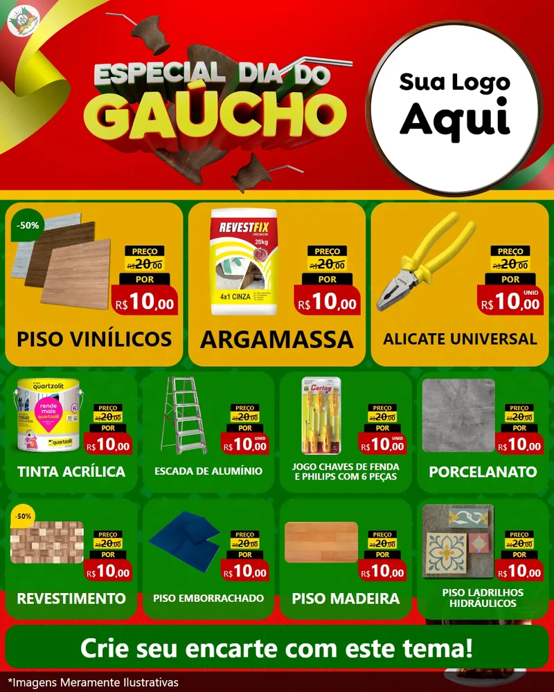 Modelo de Rede Social para Feed Instagram com o tema Especial Dia do Gaúcho para Material para Construção